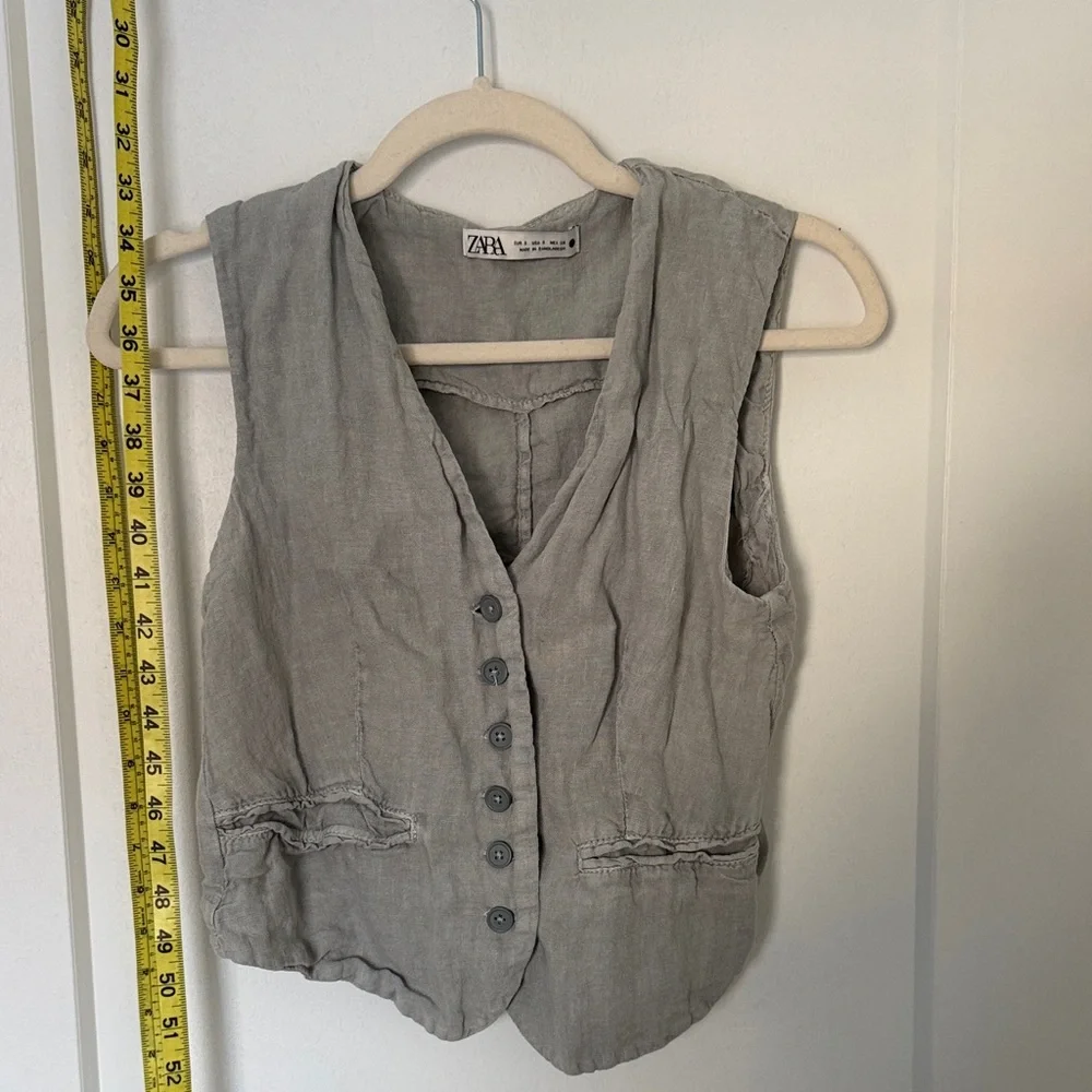 Zara Light Gray/blue Women's Buttoned Vest - Picture 1 of 4